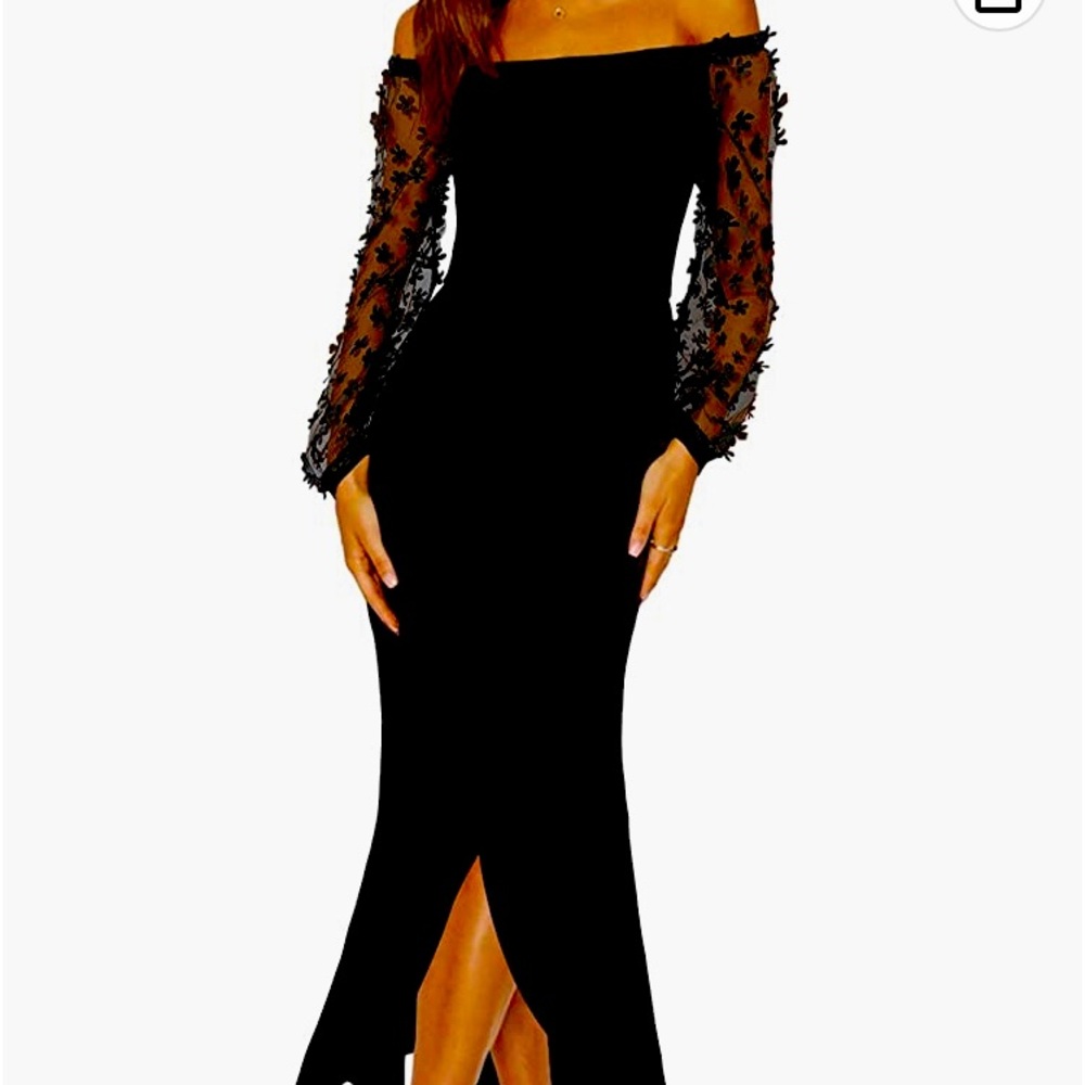 Off Shoulder Dresses Long Sleeve Mesh Ruched Wrap Split Bodycon Maxi Cocktail